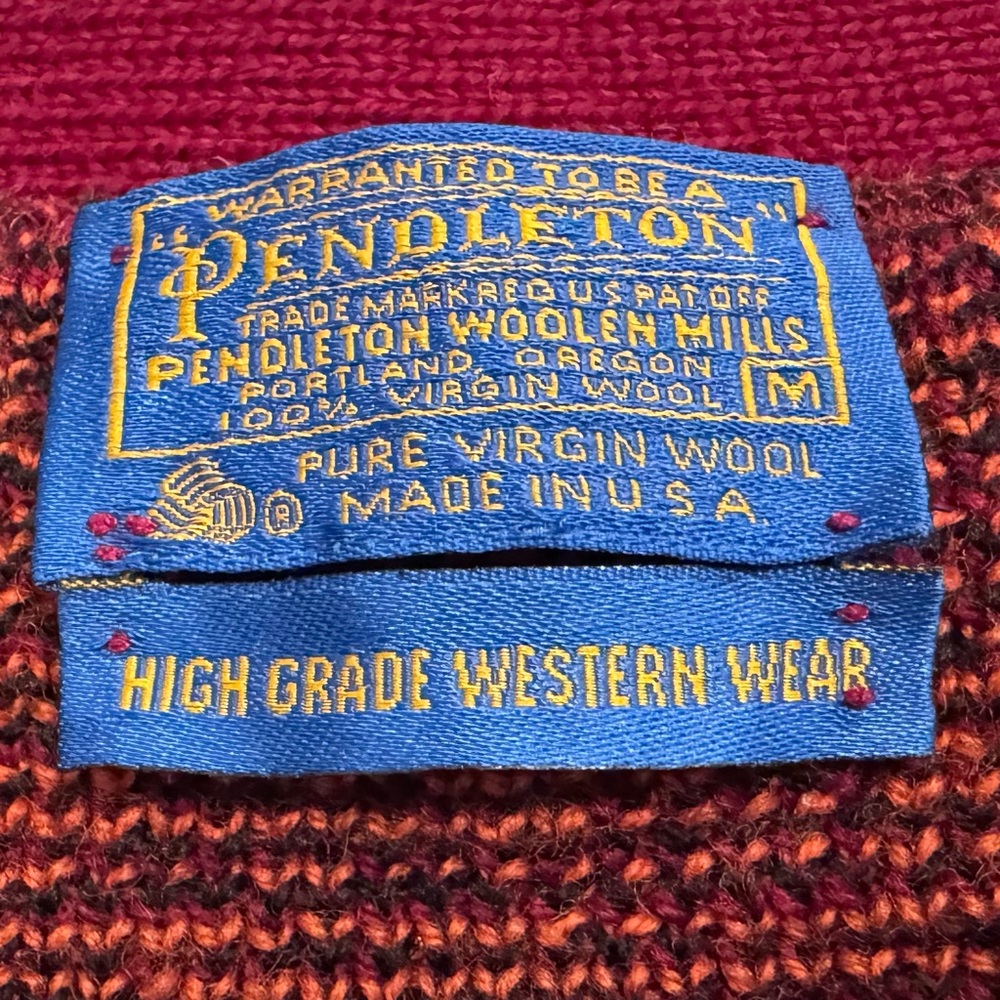 Pendleton Vintage Red Wool Cardigan Western Aztec Size Medium Sweater - Picture 3 of 14